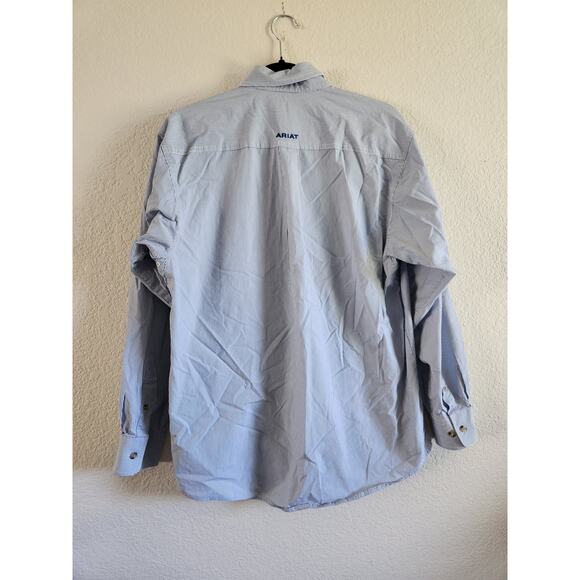 Ariat Pro Series Dayne Classic Fit Blue and White Striped Shirt-Medium - Picture 2 of 7